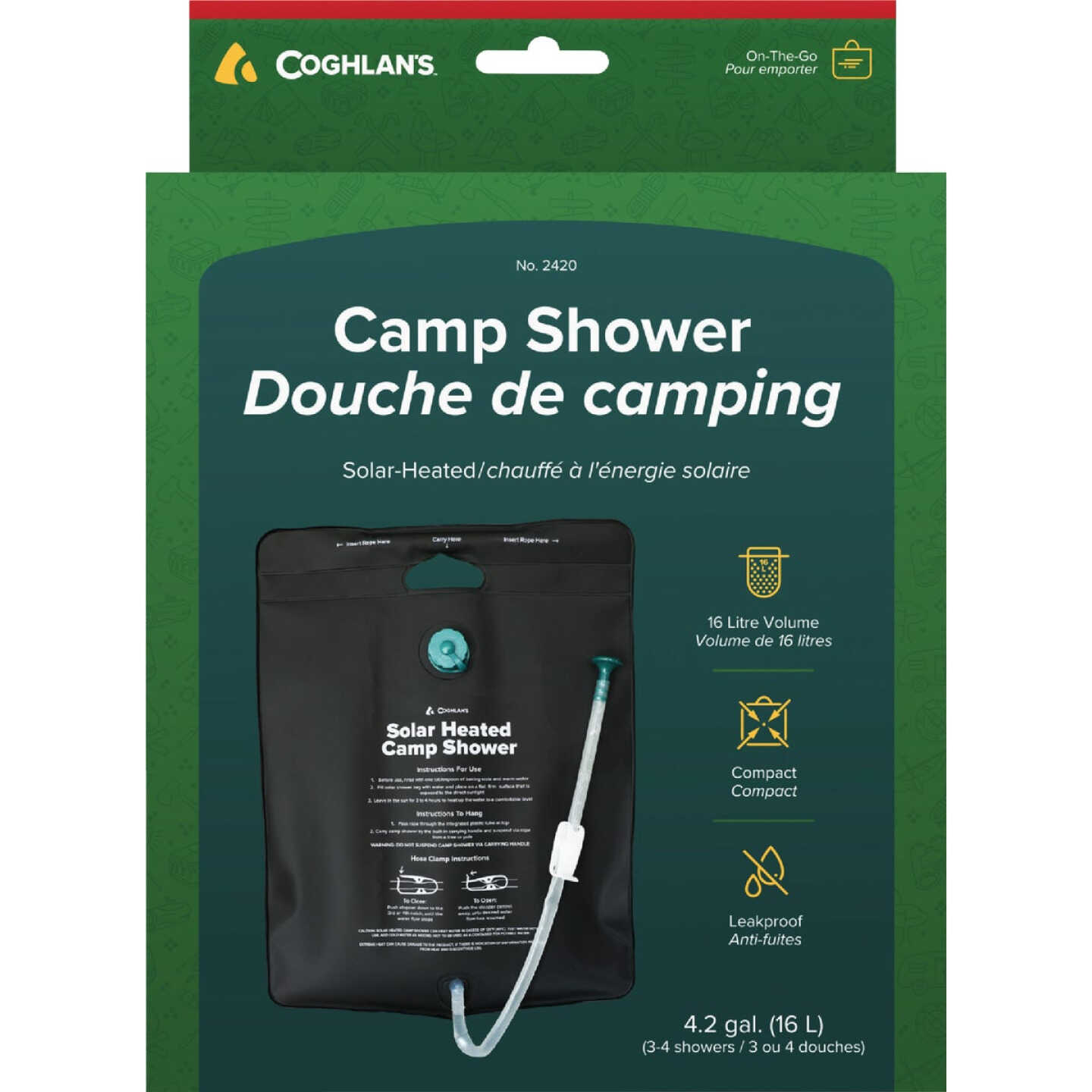 Coghlans 4.2 Gal. Solar Heated Camp Shower Image 1