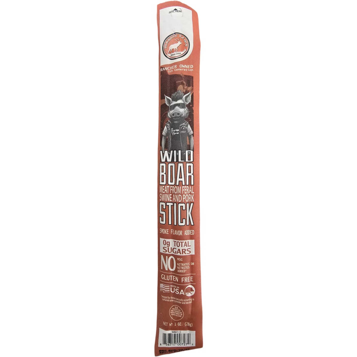 Pearson Ranch Jerky 1 Oz. Wild Boar Snack Stick Image 1