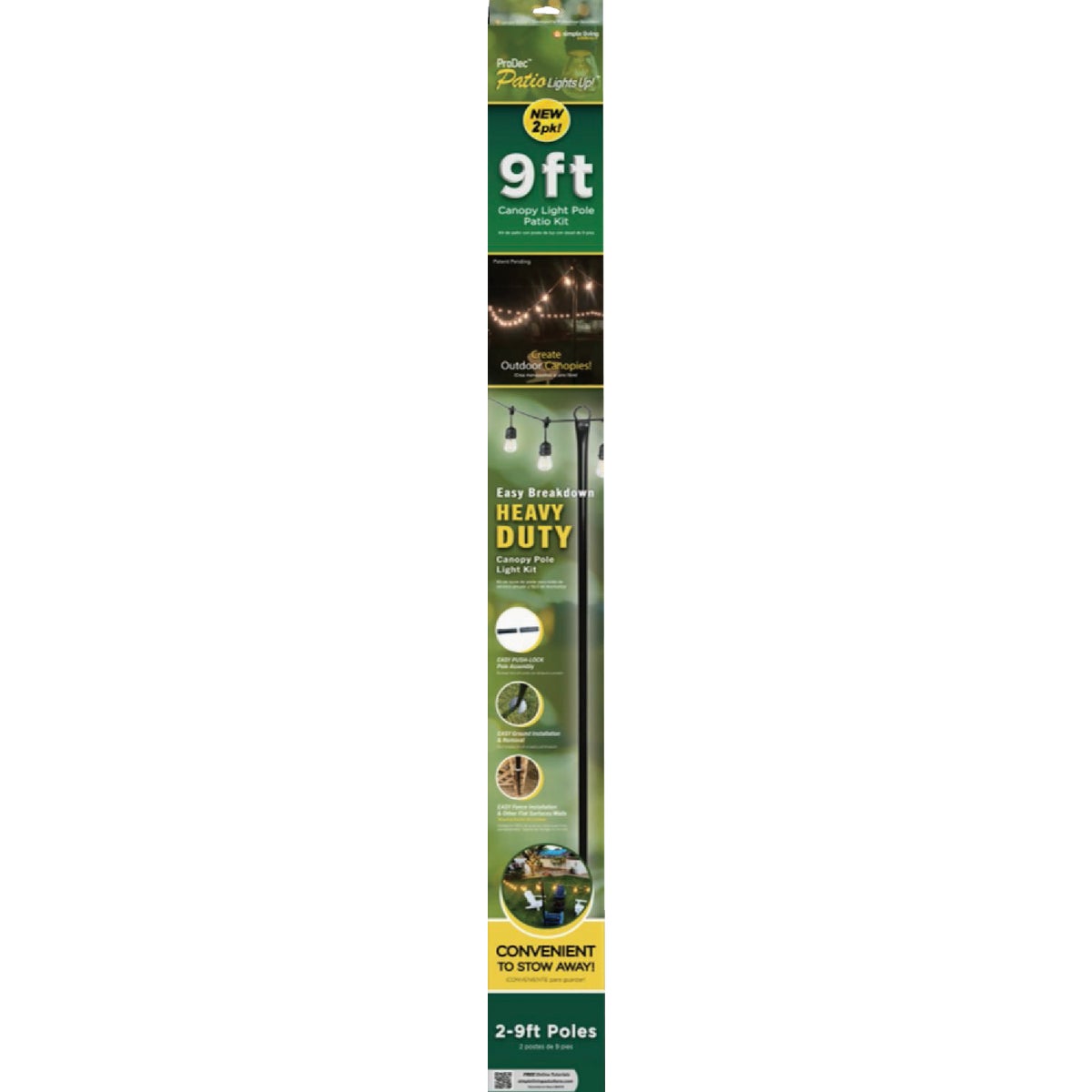 Simple Living Solutions Lights Up 9 Ft. Canopy Pole (2-Pack)