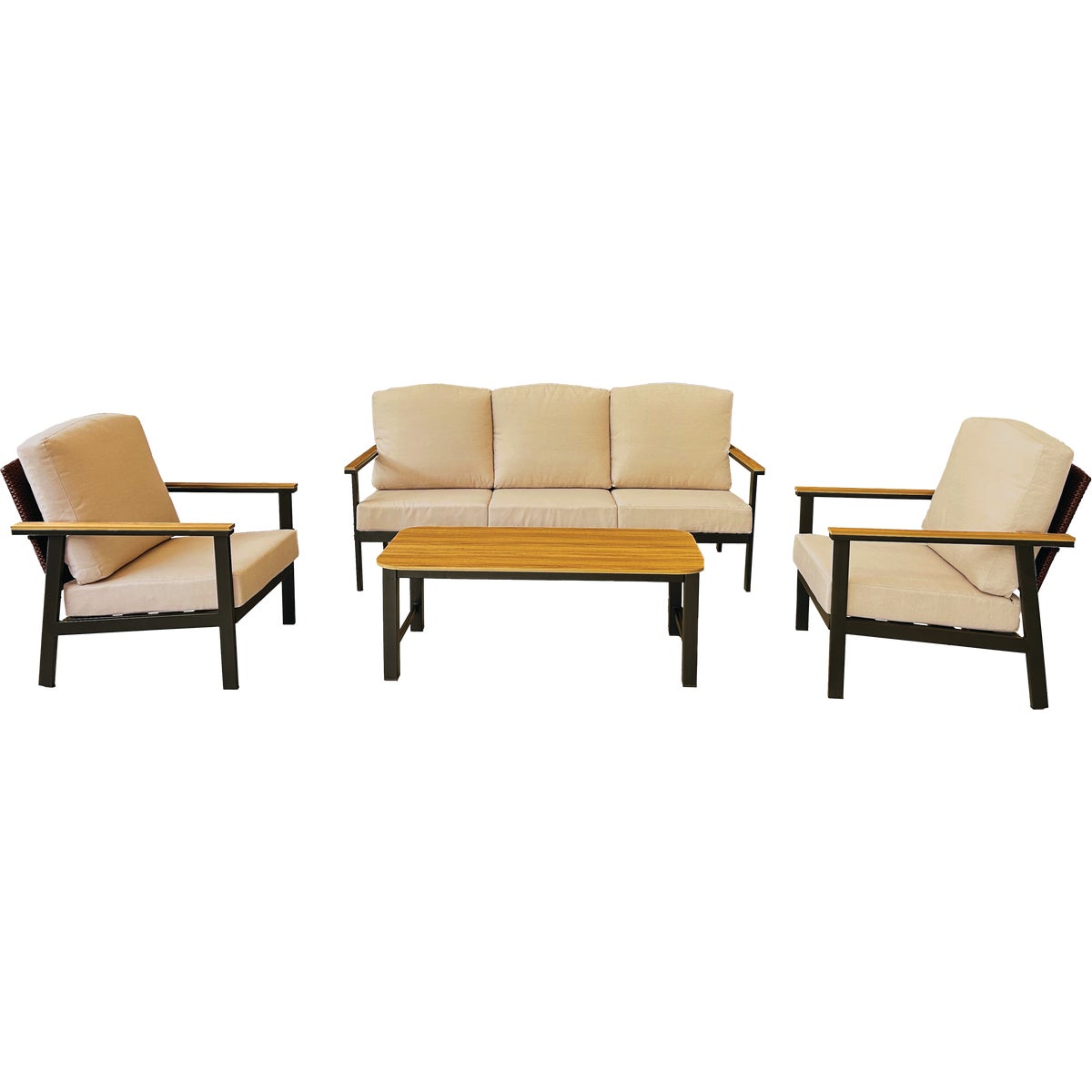 StyleBuilt 4-Piece Black Steel Gray Fabric Chat Set with PFAS-Free Fabric