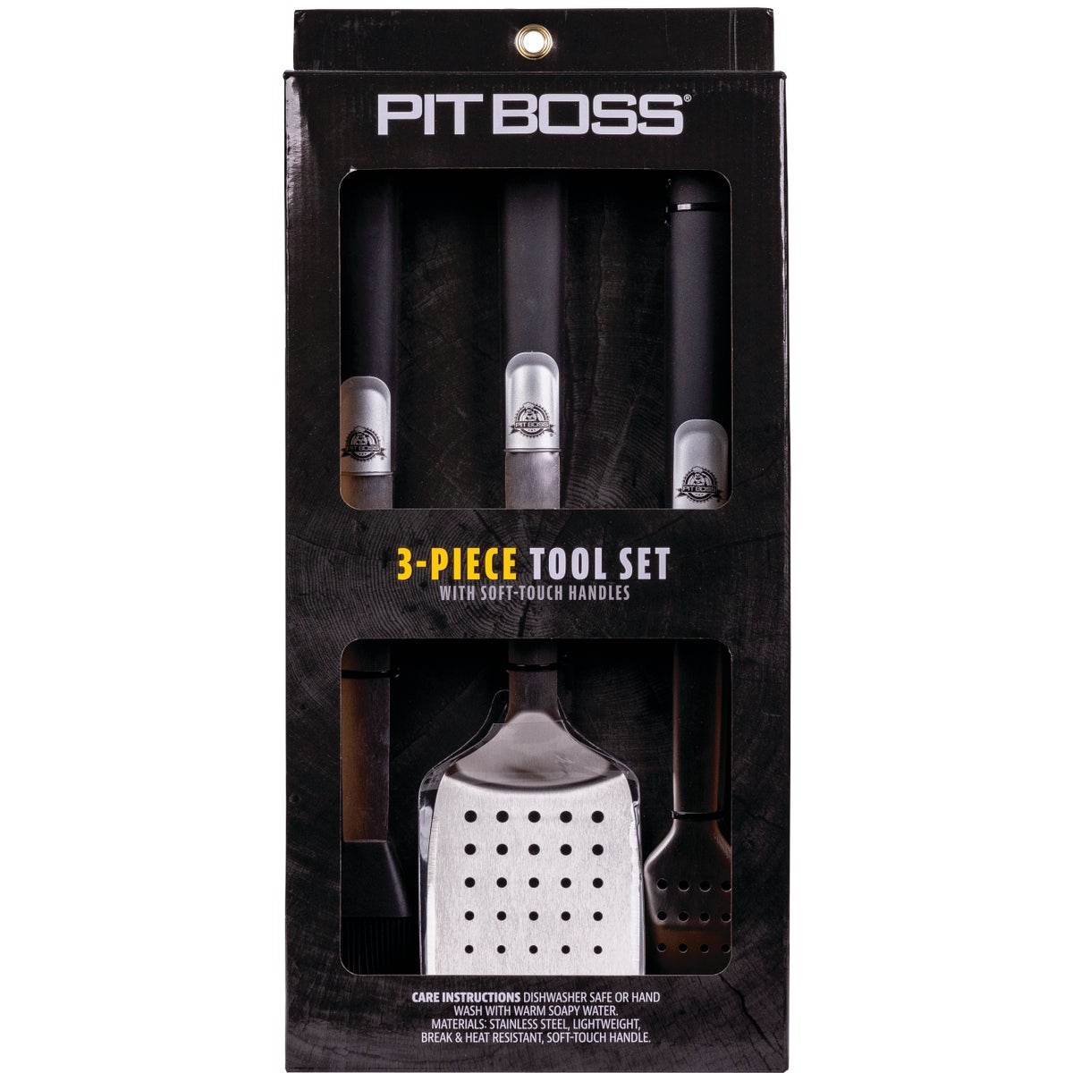 Pit Boss Rubber Handles Stainless Steel Blade 3-Piece BBQ Tool Set Image 2