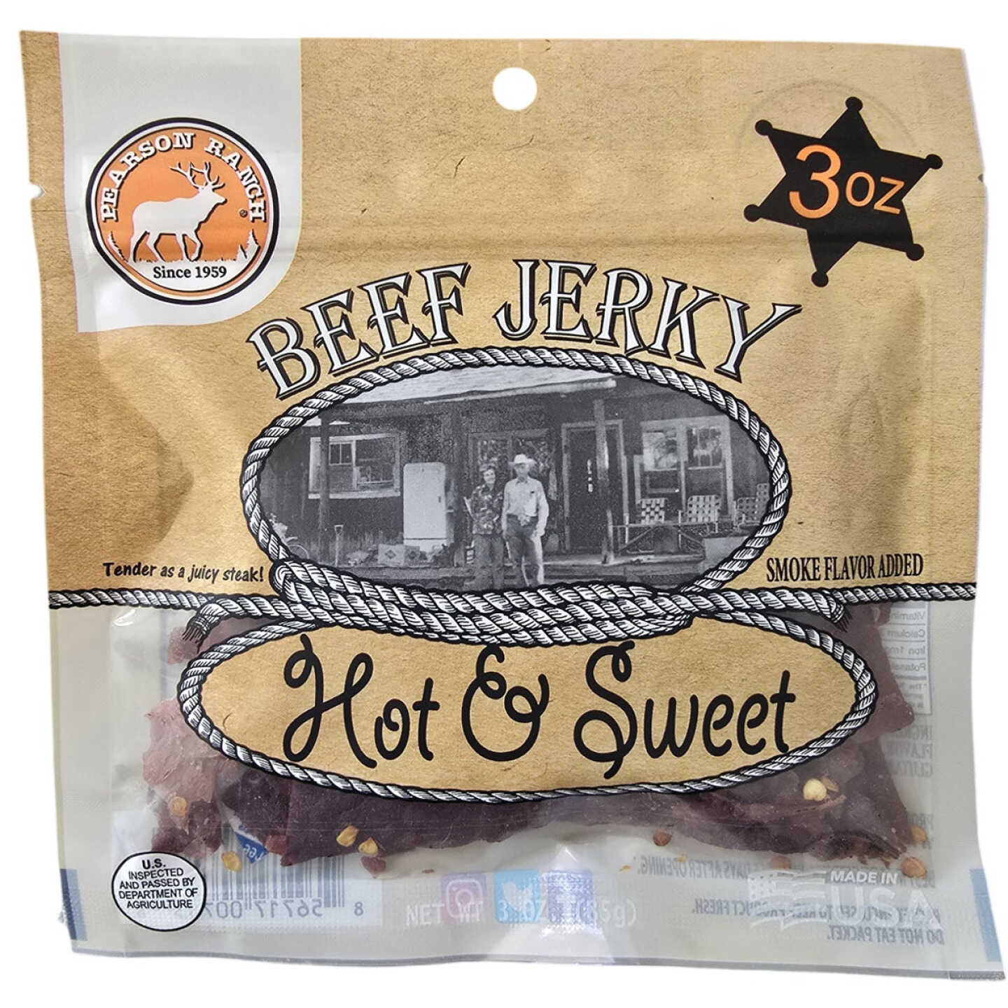Pearson Ranch Jerky 3 Oz. Hot & Sweet Premium Whole Muscle Jerky Image 1