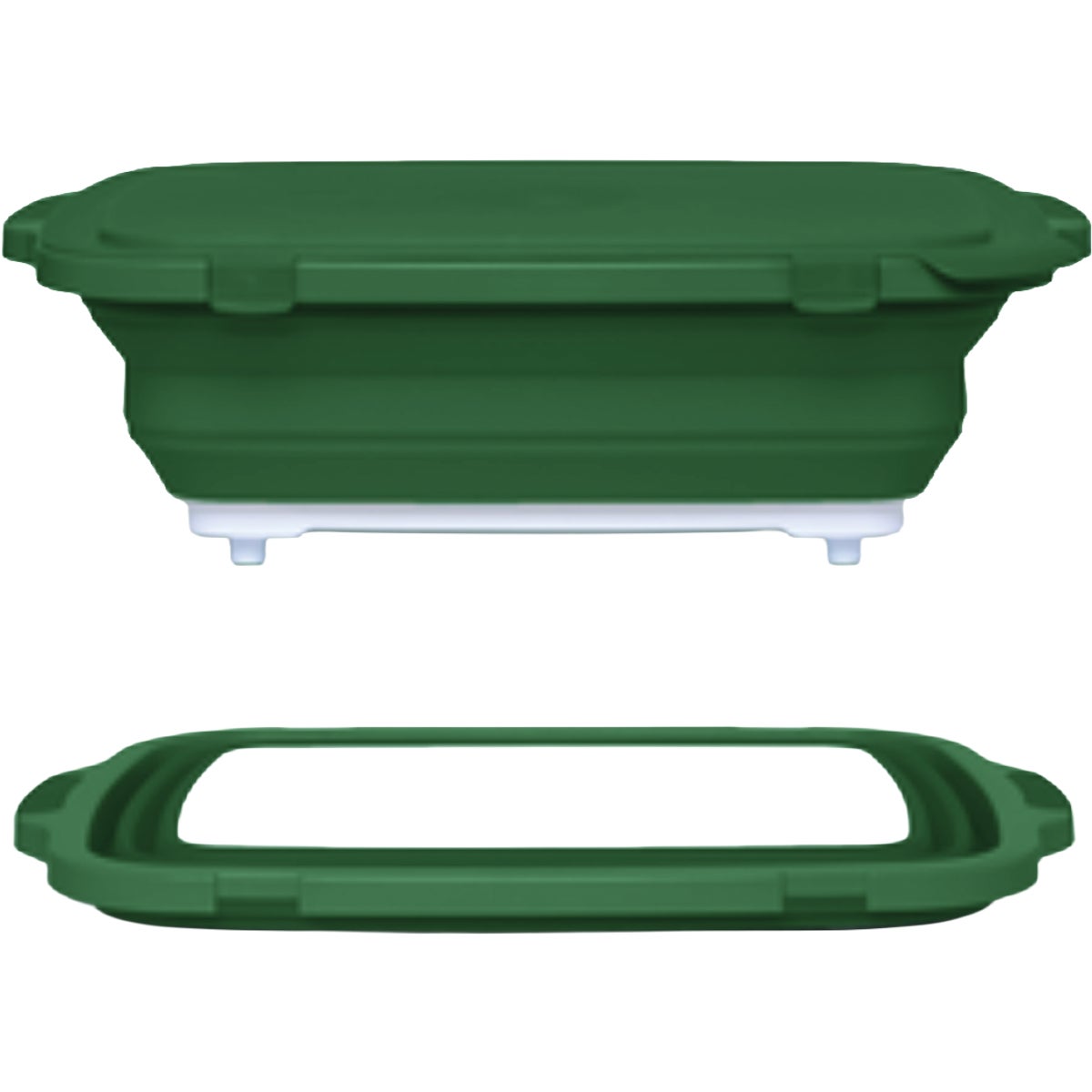 Drip EZ 22.5 In. L. x 16.25 In. W. x 5.5 In. D. Green X-Long Collapsible BBQ Prep Tub with Locking Lid