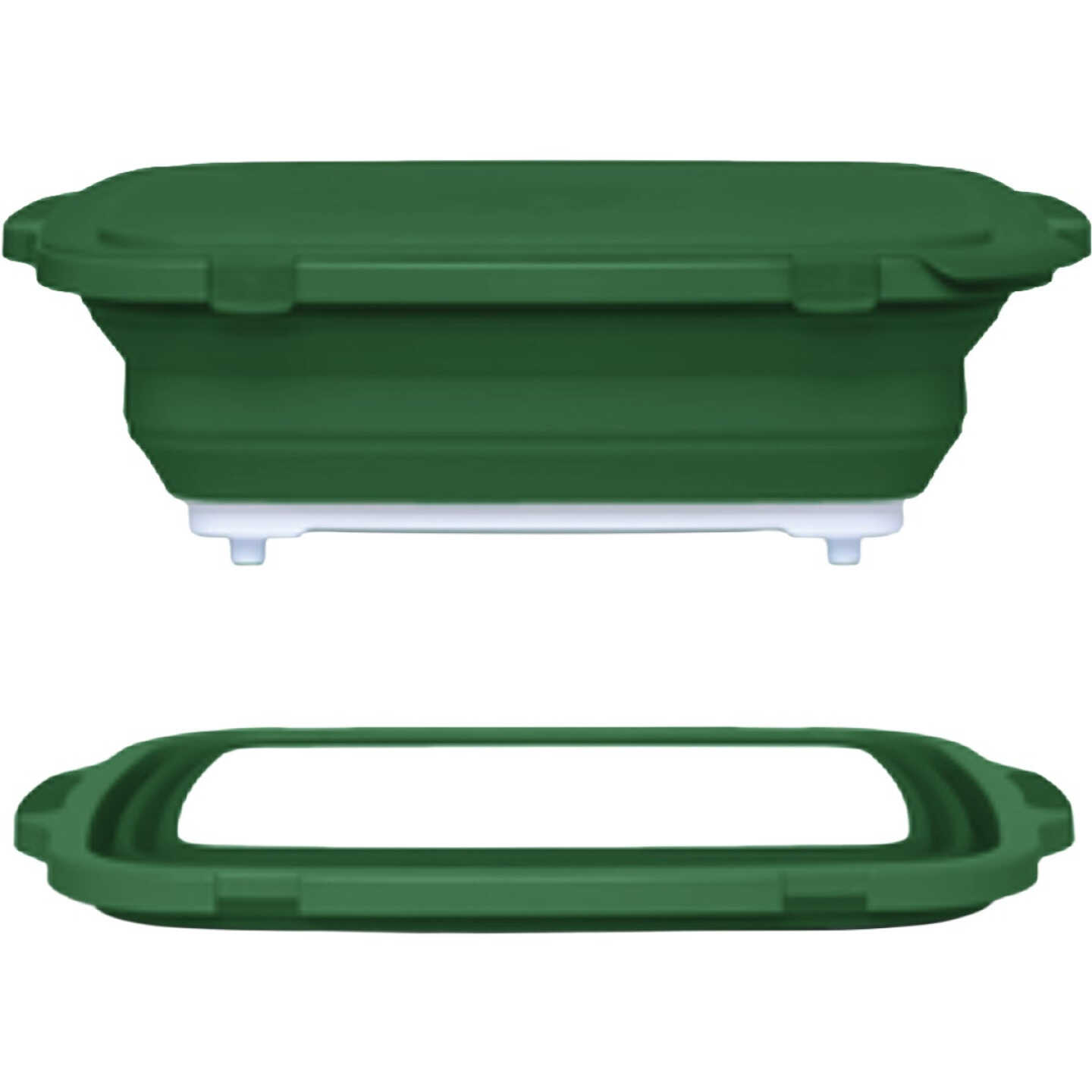 Drip EZ 22.5 In. L. x 16.25 In. W. x 5.5 In. D. Green X-Long Collapsible BBQ Prep Tub with Locking Lid Image 1