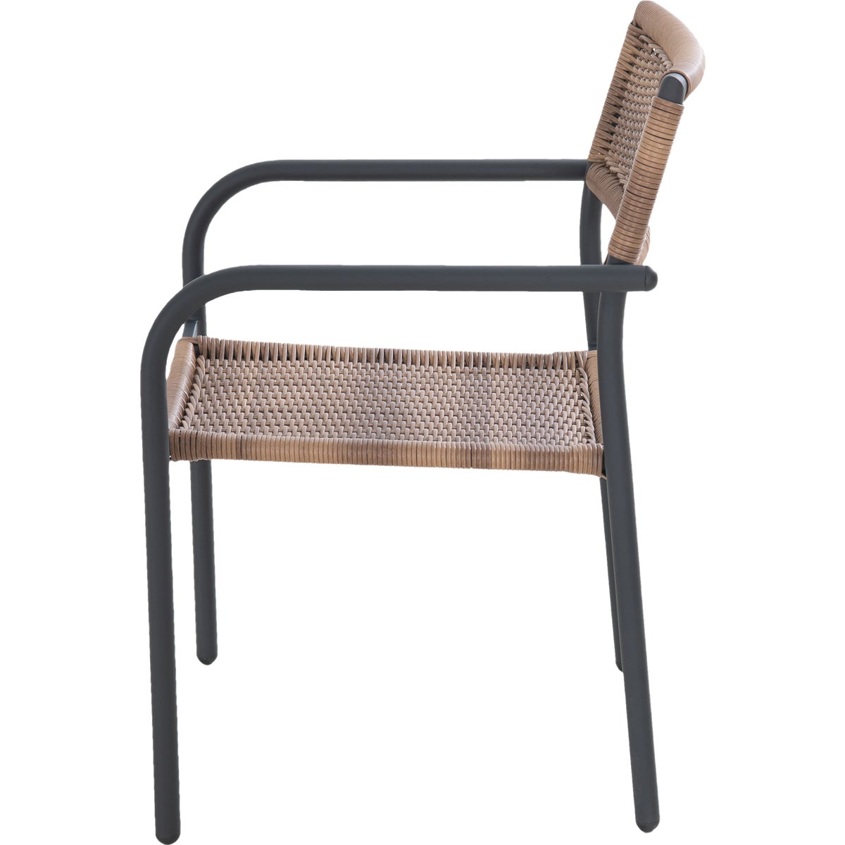 Sunjoy Heavy-Duty Steel Outdoor Brown Wicker Stacking Dining Chair With Black Frame Image 5