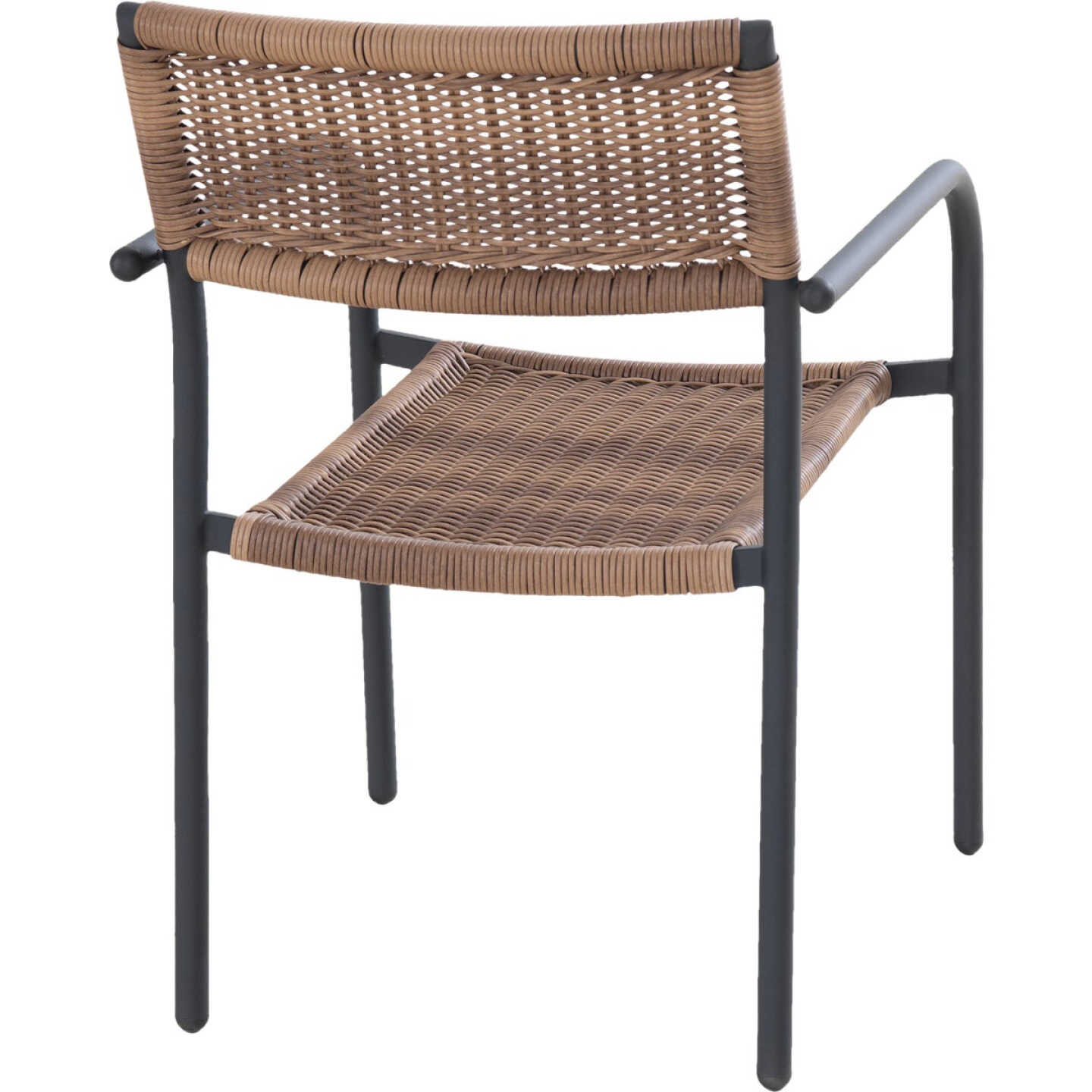 Sunjoy Heavy-Duty Steel Outdoor Brown Wicker Stacking Dining Chair With Black Frame Image 3