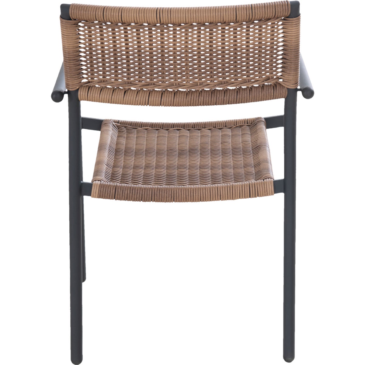 Sunjoy Heavy-Duty Steel Outdoor Brown Wicker Stacking Dining Chair With Black Frame Image 4