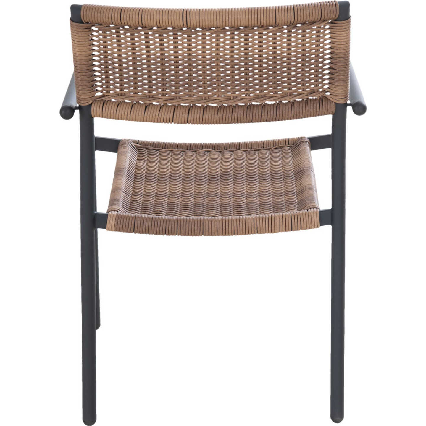 Sunjoy Heavy-Duty Steel Outdoor Brown Wicker Stacking Dining Chair With Black Frame Image 4