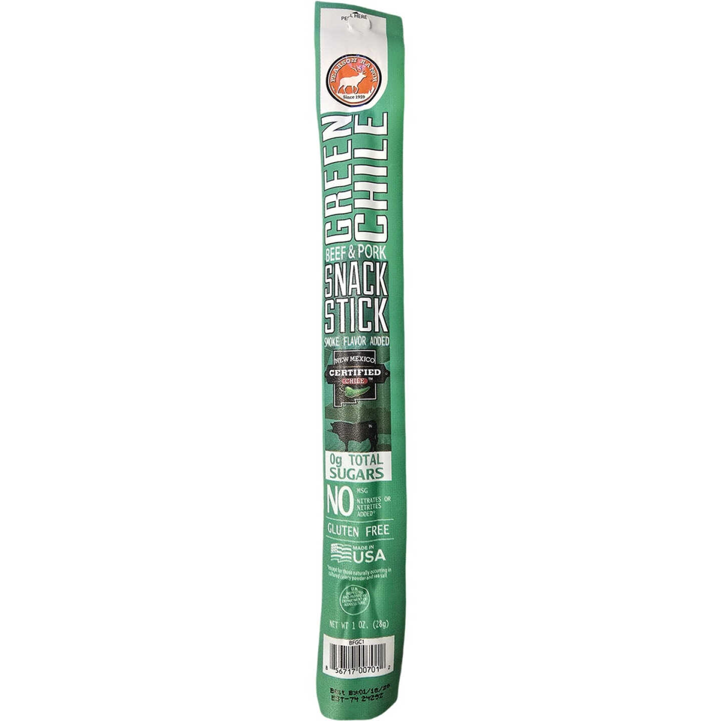 Pearson Ranch Jerky Green Chile Beef & Pork Snack Stick Image 1