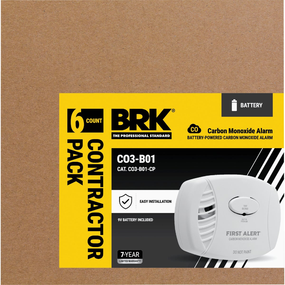BRK CO400 Battery Operated 9V Electrochemical Carbon Monoxide Alarm (6-Pack)