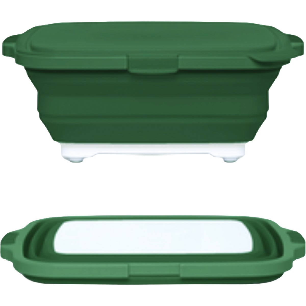 Drip EZ 15.75 In. L. x 12.5 In. W. x 4.5 In. D. Green Collapsible Food Prep Tub with Locking Lid