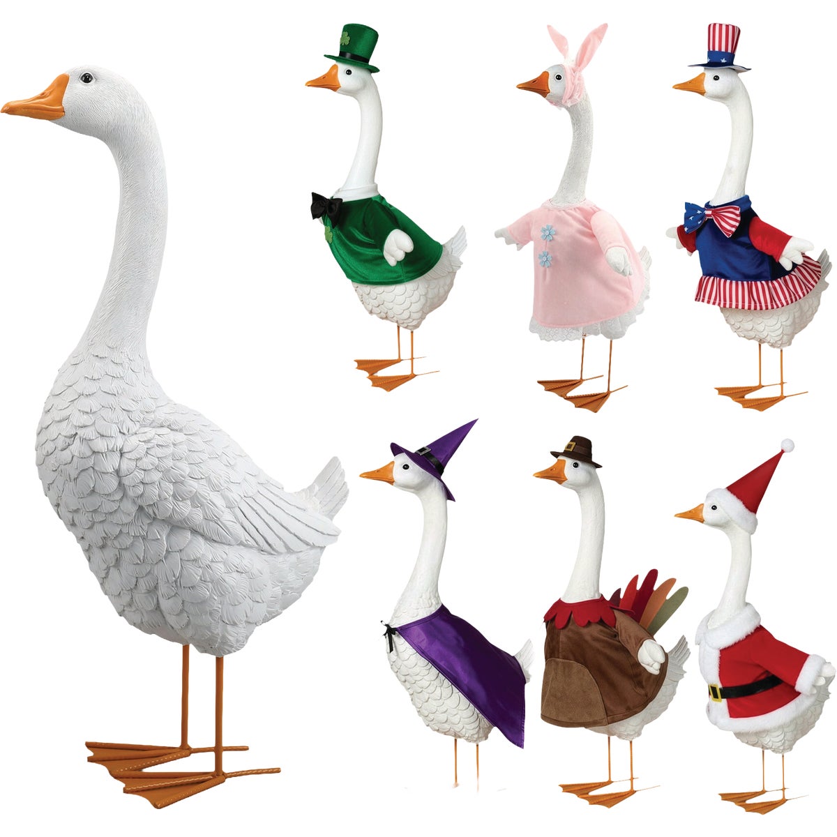 Gerson 24.21 In. Resin Porch Goose with 6 Changeable Outfits