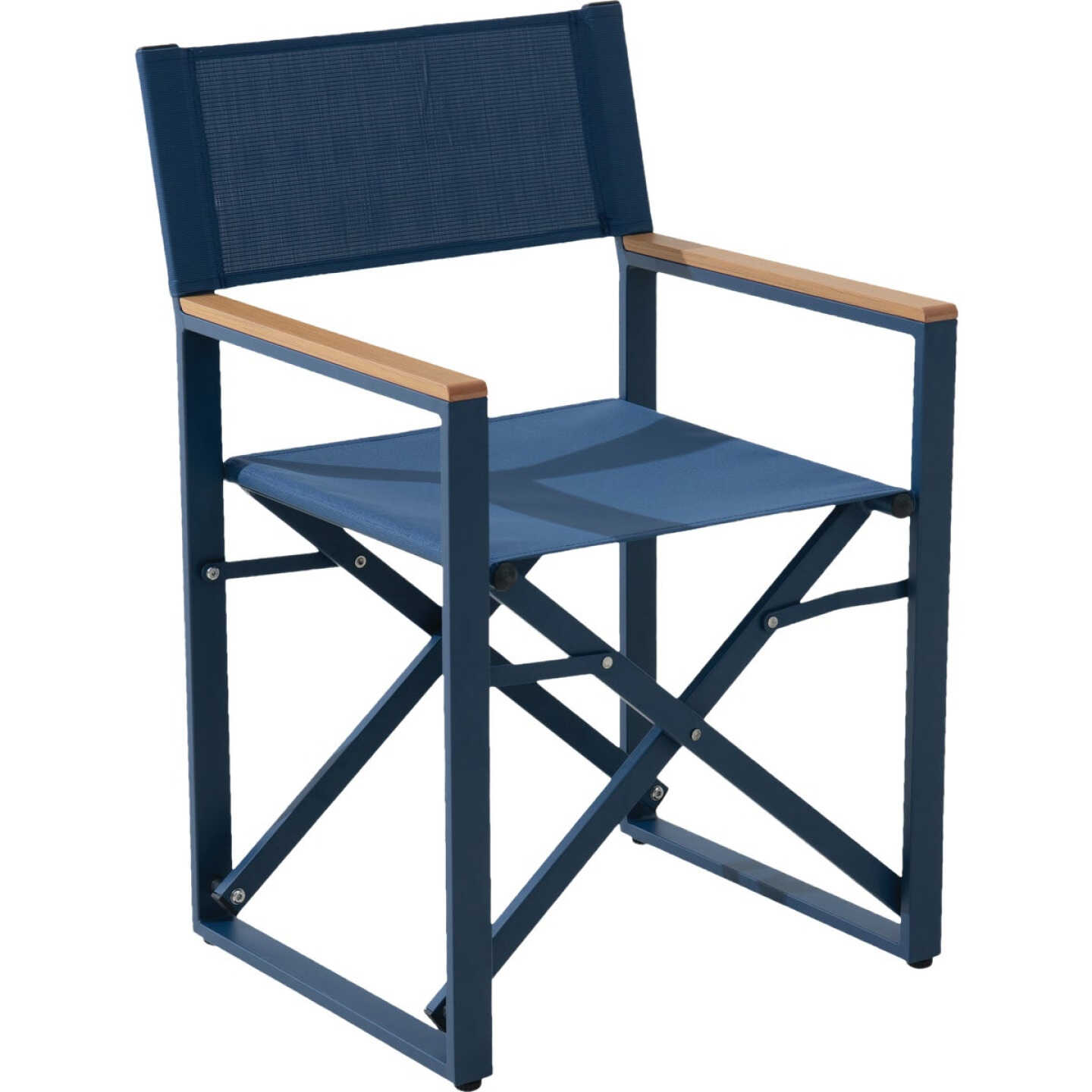 Sunjoy Heavy-Duty Steel Textilene Blue Folding Chair Image 1