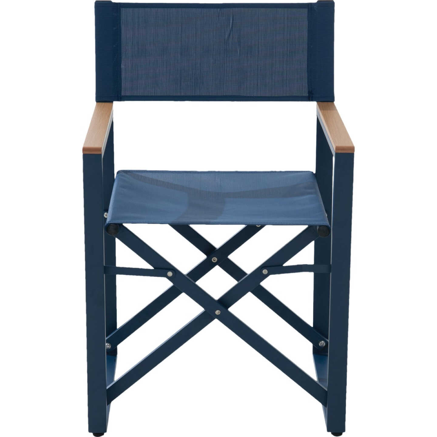 Sunjoy Heavy-Duty Steel Textilene Blue Folding Chair Image 2
