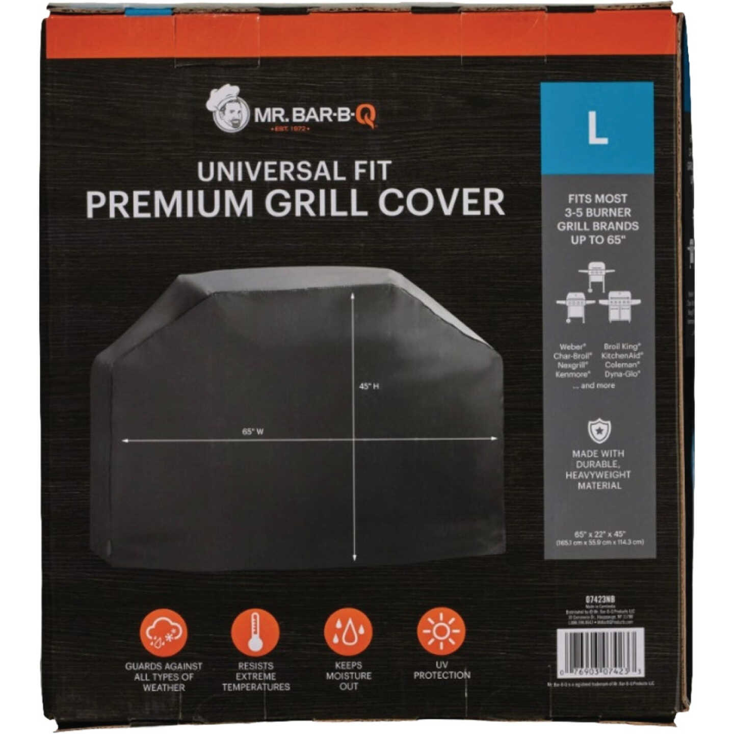 Mr. Bar-B-Q Large Black Polyester Grill Cover Image 1