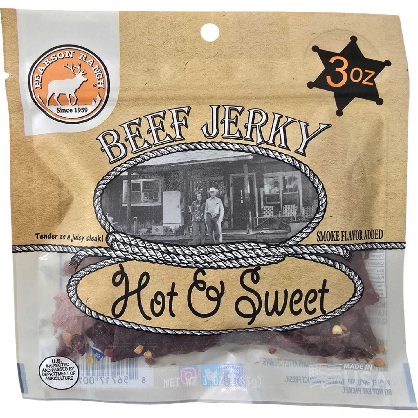 Pearson Ranch Jerky 3 Oz. Cowboy Original Premium Whole Muscle Jerky Image 1