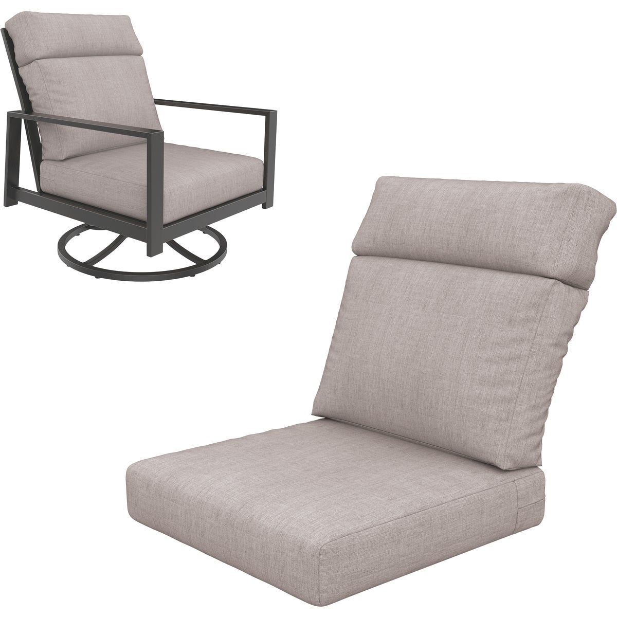 Northcape International Rockton Gray Polyester High Back Swivel Rocker Gray Cushion Image 2