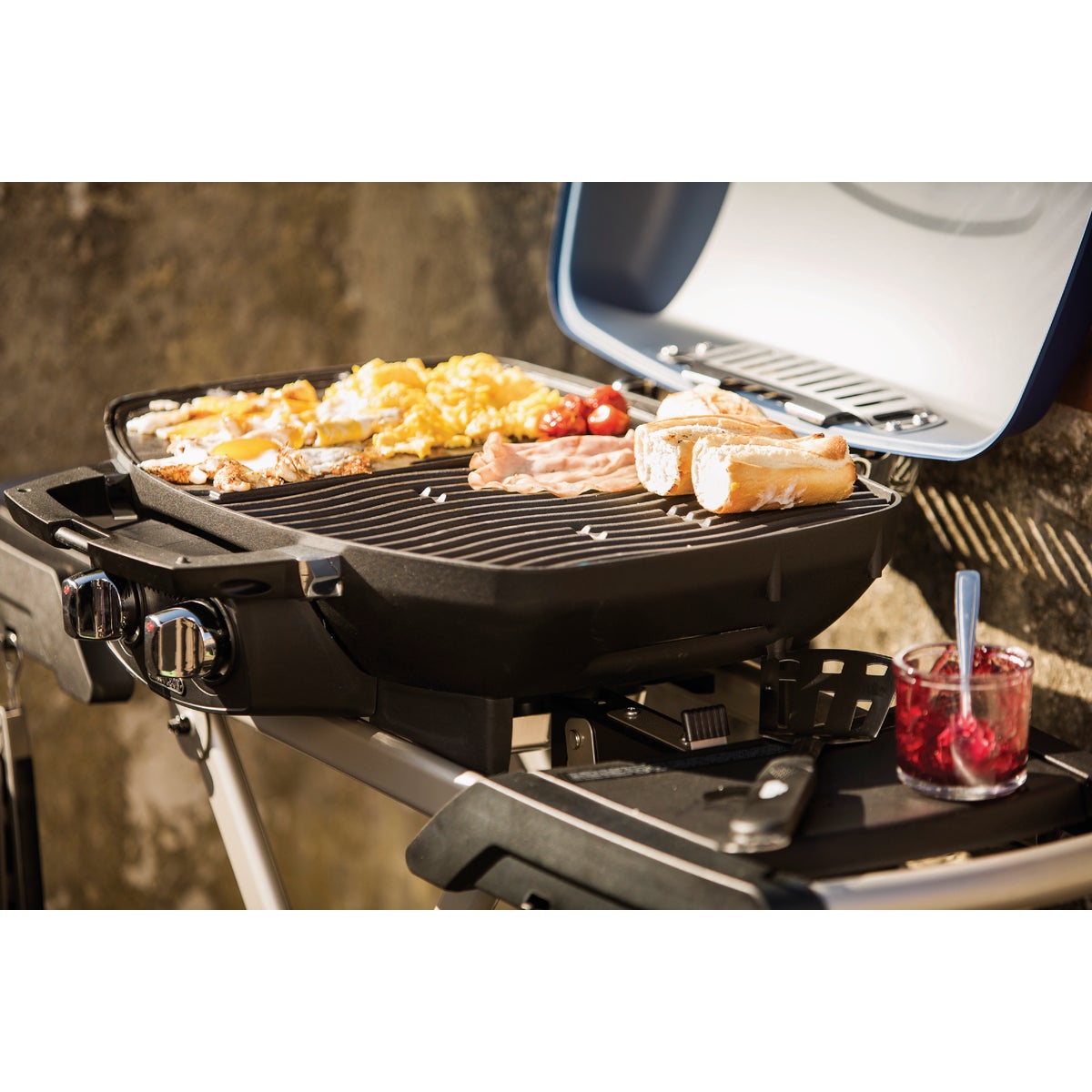 Napoleon TravelQ 285X Portable Propane Gas Grill/Griddle with Scissor Cart, Red Image 2