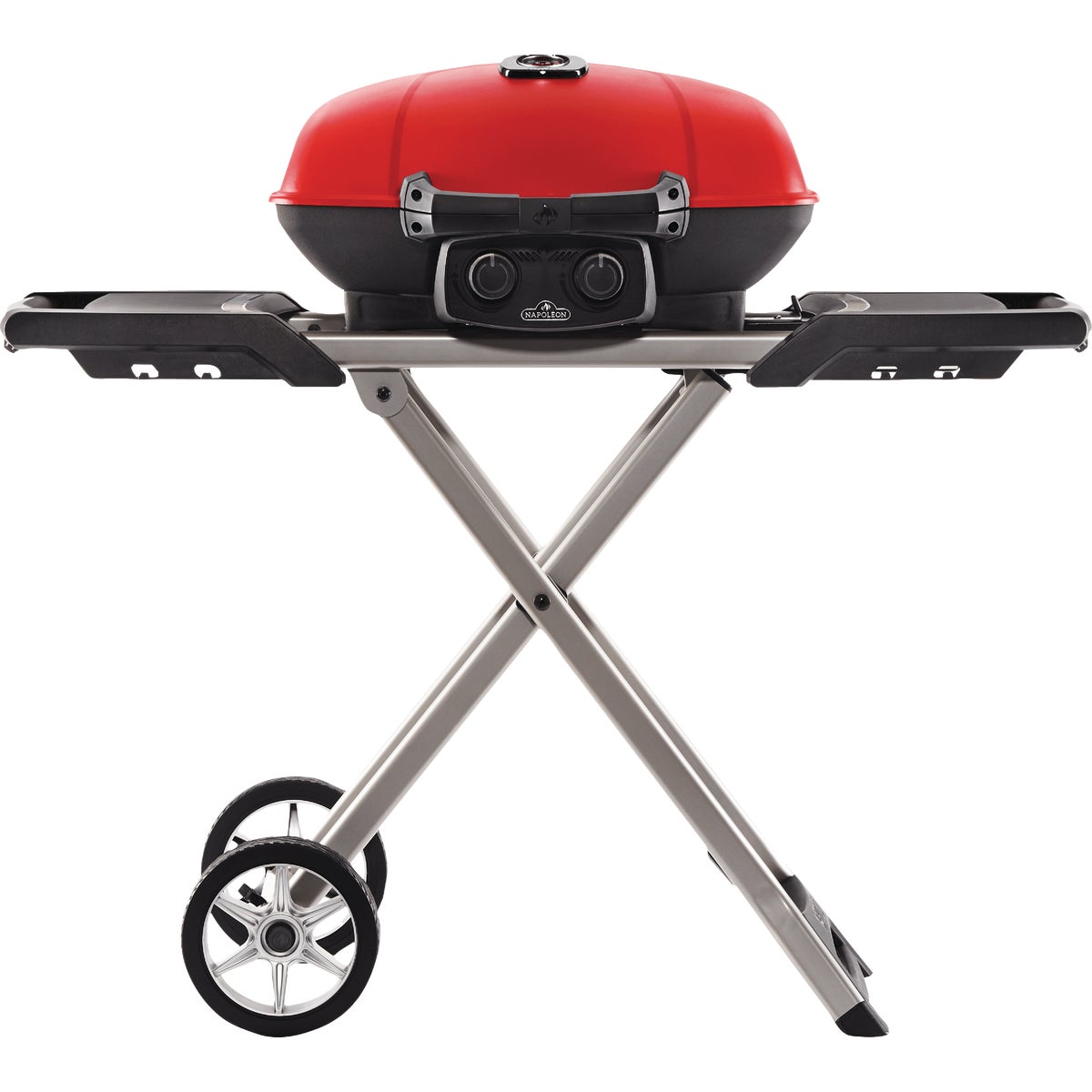 Napoleon TravelQ 285X Portable Propane Gas Grill/Griddle with Scissor Cart, Red Image 1
