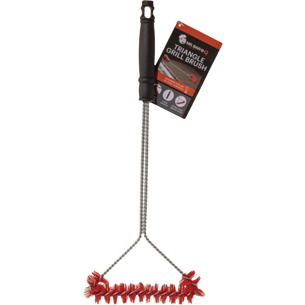 Mr. Bar-B-Q Long Handle Wide Triangle Nylon Bristle Grill Brush
