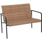 Sunjoy Brown Wicker Heavy-Duty Steel Outdoor Stacking Loveseat Image 1