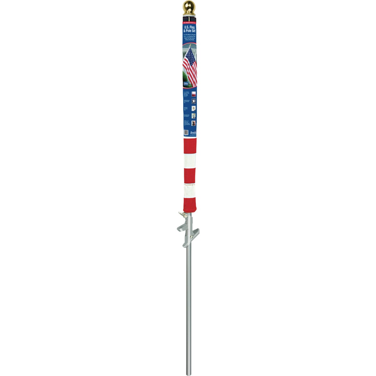Annin 3 Ft. x 5 Ft. Nylon US Flag with 6 Ft. x 1.25 In. Aluminum Pole Set