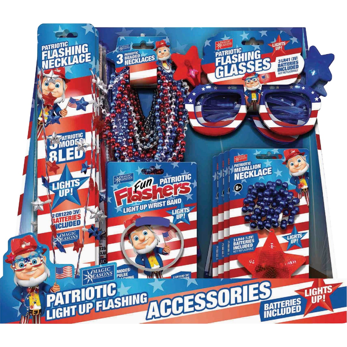 Magic Seasons Patriotic LED Flashing Accessories Assortment (30-Piece)