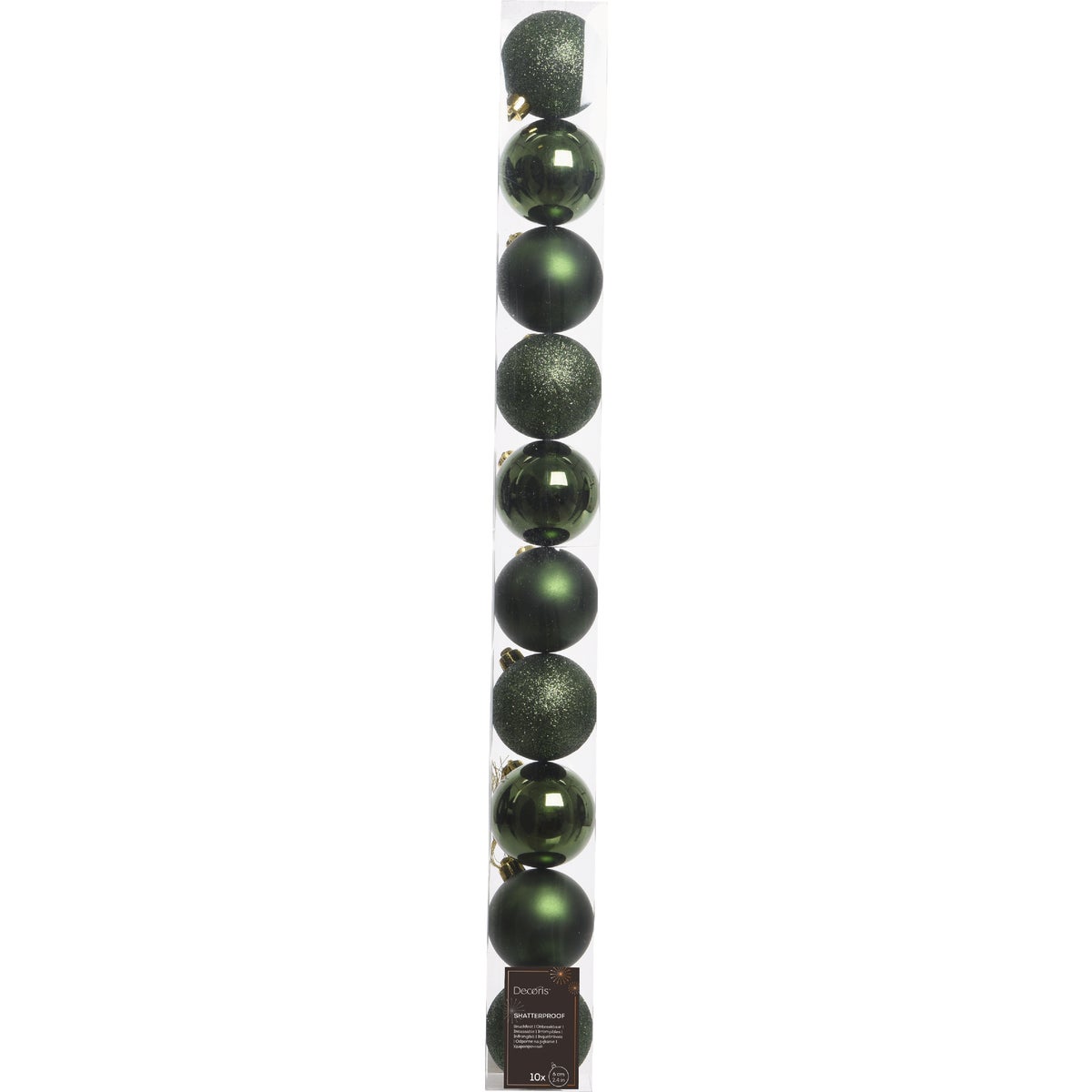 Holiday Wonderland 2.4 In. Shatterproof Pine Green Bauble Christmas Ornament (10-Pack)