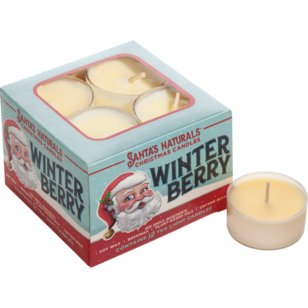 Santa's Naturals Winter Berry Tea Light Candles (12-Pack)