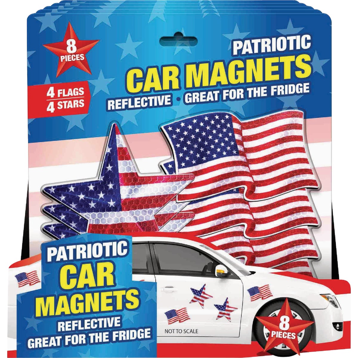 Magic Seasons Patriotic Reflective Car Magnet Set (8-Piece)