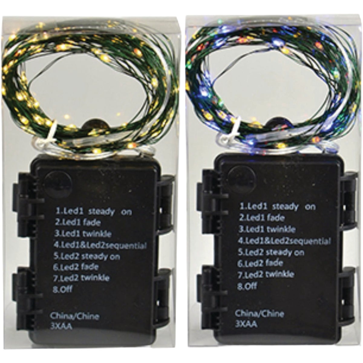 Holiday Bright Lights 100-Bulb Warm White & Multi Micro LED Battery Operated Light Set with Green Wire Image 1