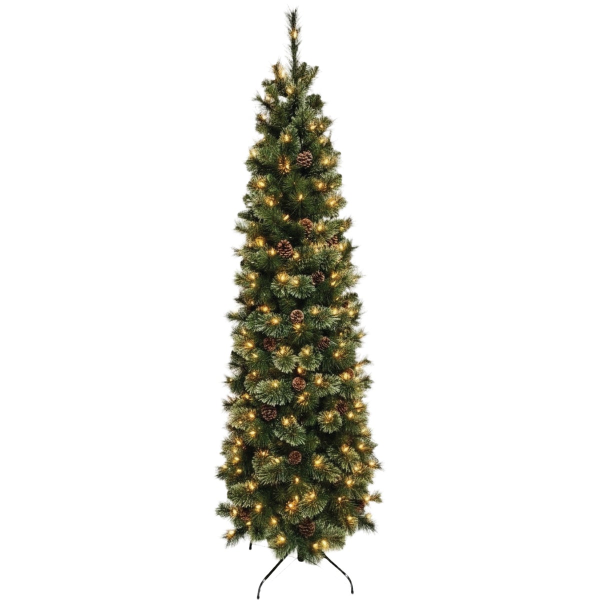 National Tree Company 7 Ft. Cashmere Bristle Pencil Pine 200 Dual Color LED Prelit Artificial Christmas Tree