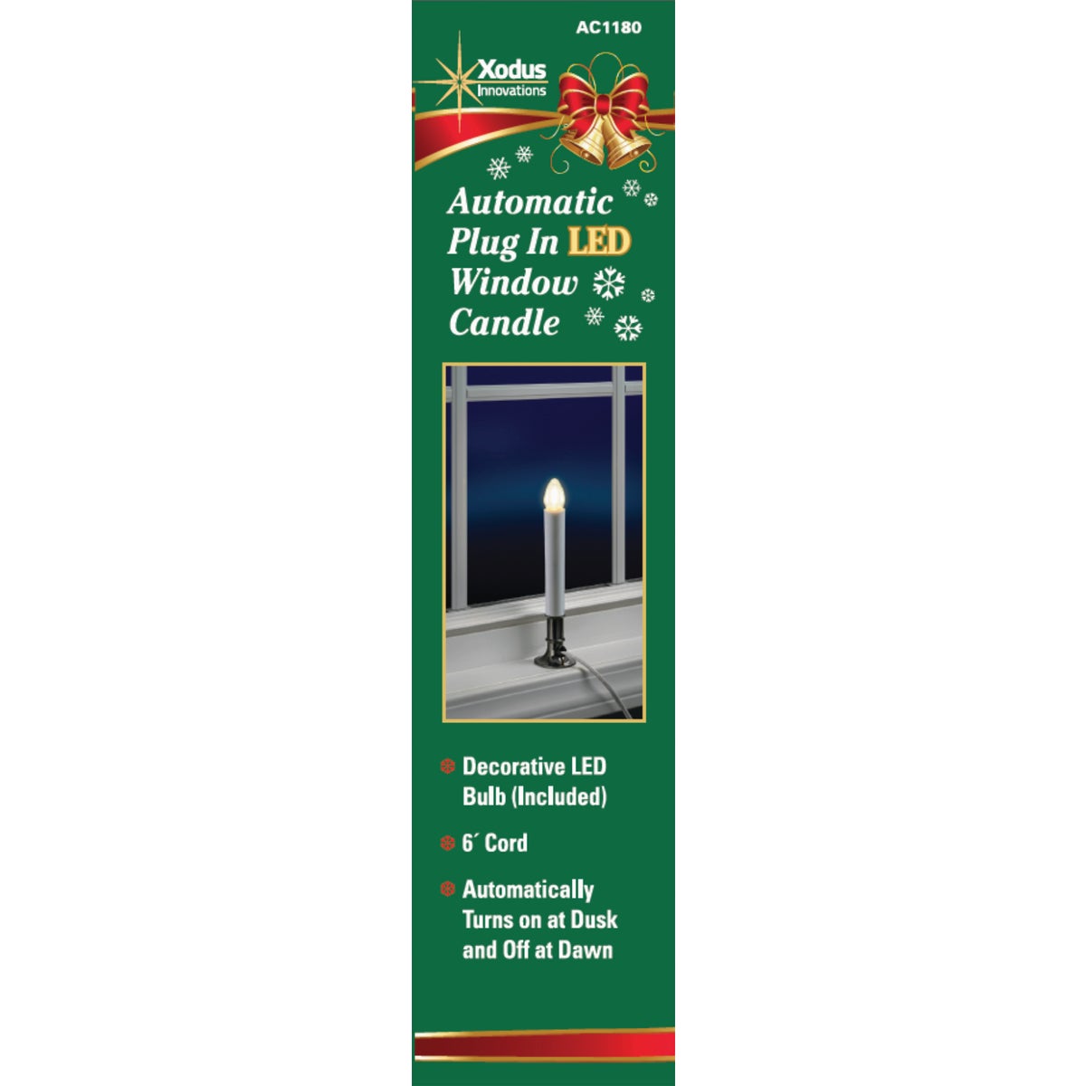 Xodus 8 In. H. x 1.75 In. D. Nickel Finish Base Plug In Candle with Dusk to Dawn Light Sensor and Replaceable LED C7 Bulb Image 3