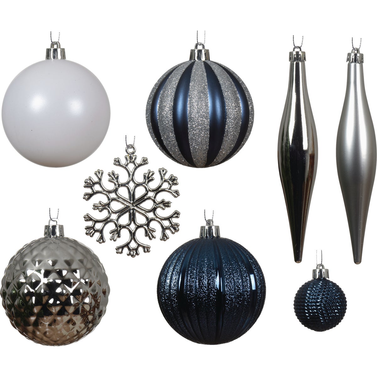 Holiday Wonderland Shatterproof Blue & Silver Mix Christmas Ornament (46-Pack)