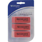 Westcott Pink Pearl Block Pencil Eraser (3-Pack) Image 1