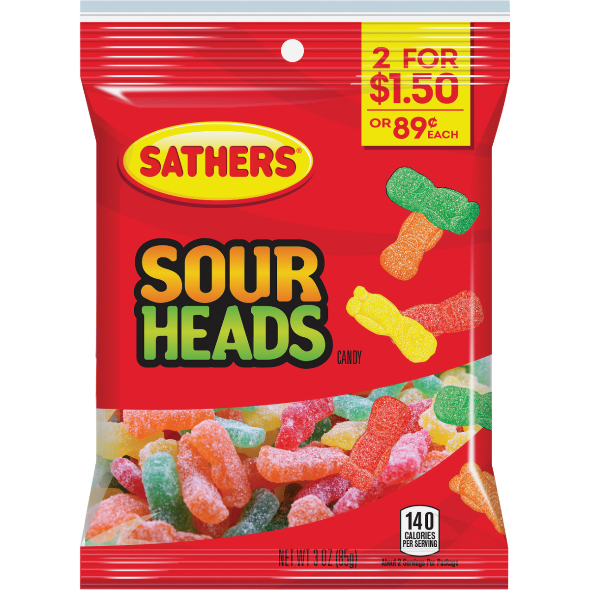 Gurley's Assorted Fruit Flavors 2.25 Oz. Sour Poppers Gummy