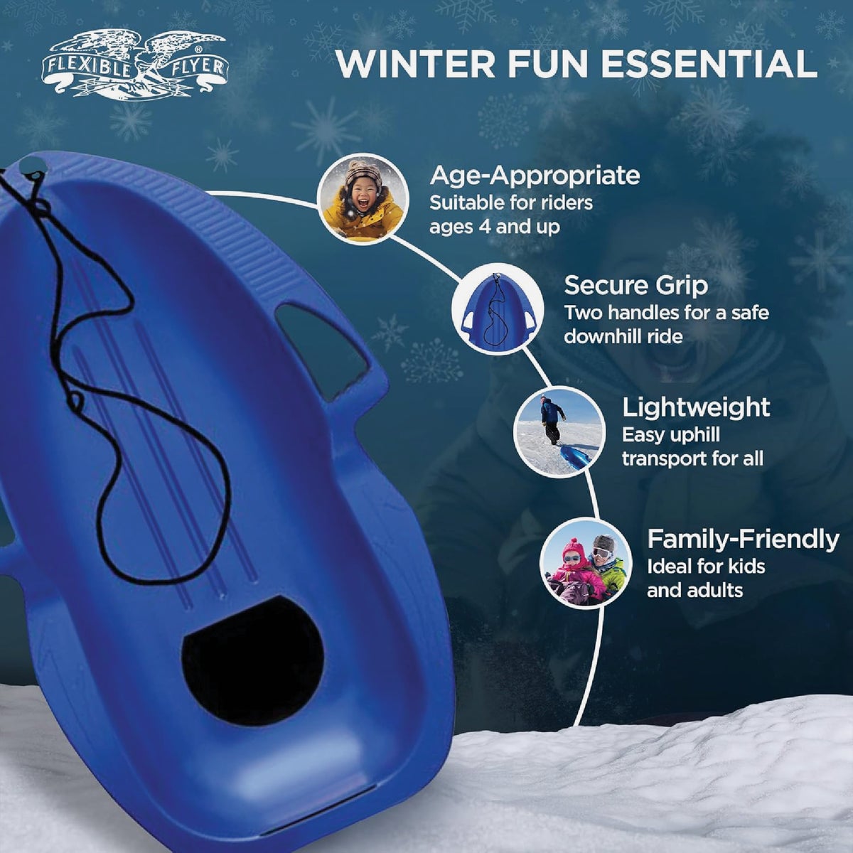 Flexible Flyer Spitfire Polyethylene 39 In. Snow Sled Image 2