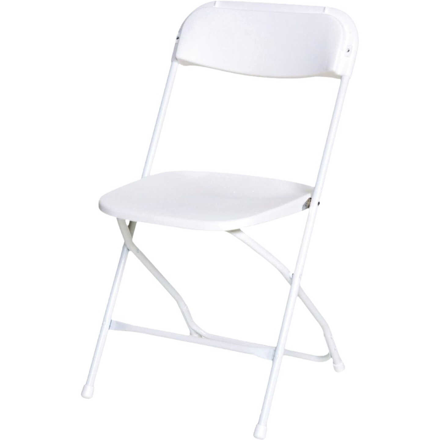 Pre Sales Inc. White Plastic Metal Frame Folding Chair Image 1