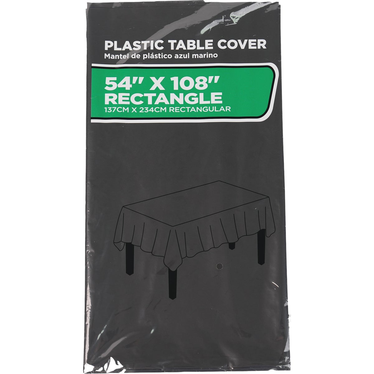 54 In. x 108 In. Black Rectangular Plastic Table Cover Image 1