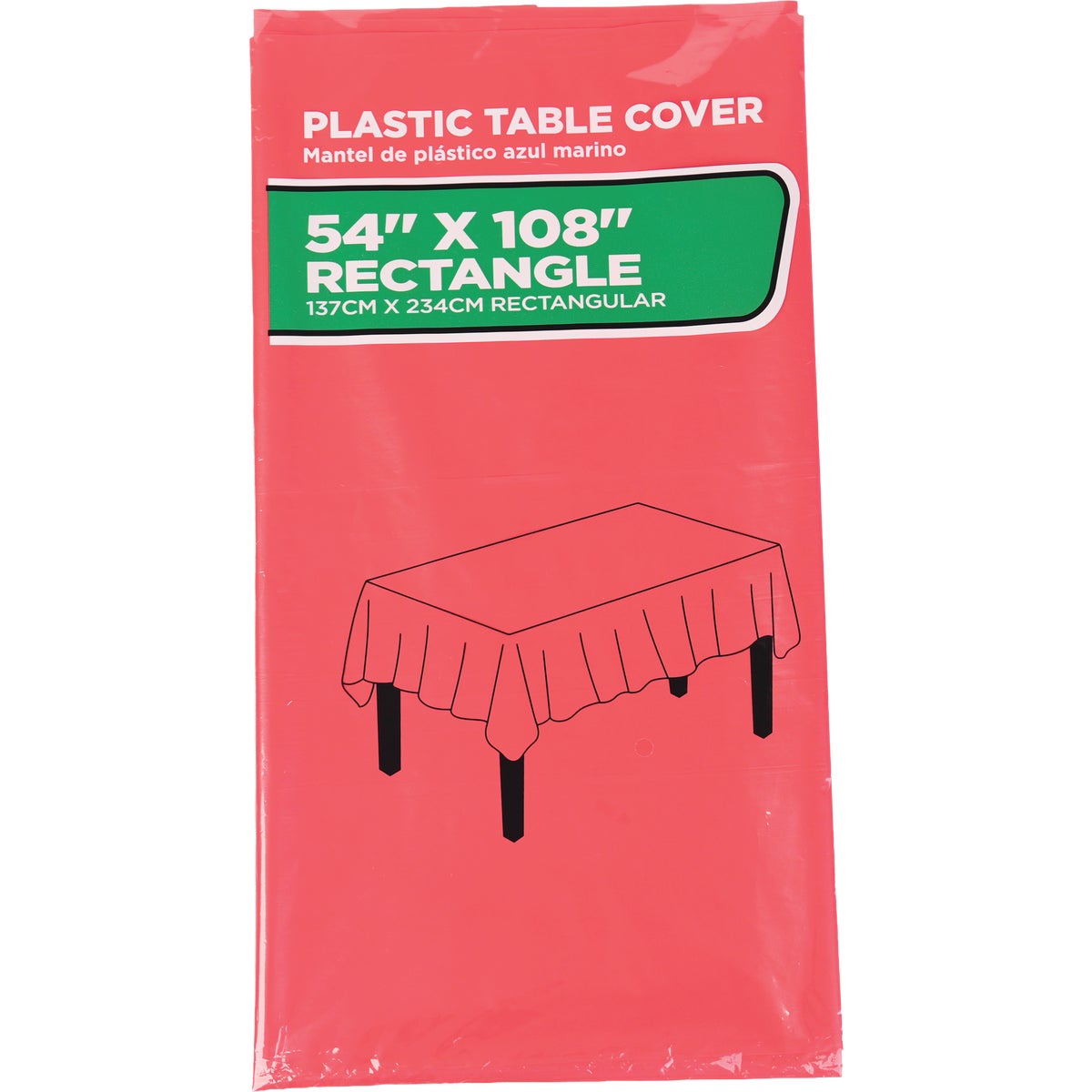 54 In. x 108 In. Red Rectangular Plastic Table Cover Image 1