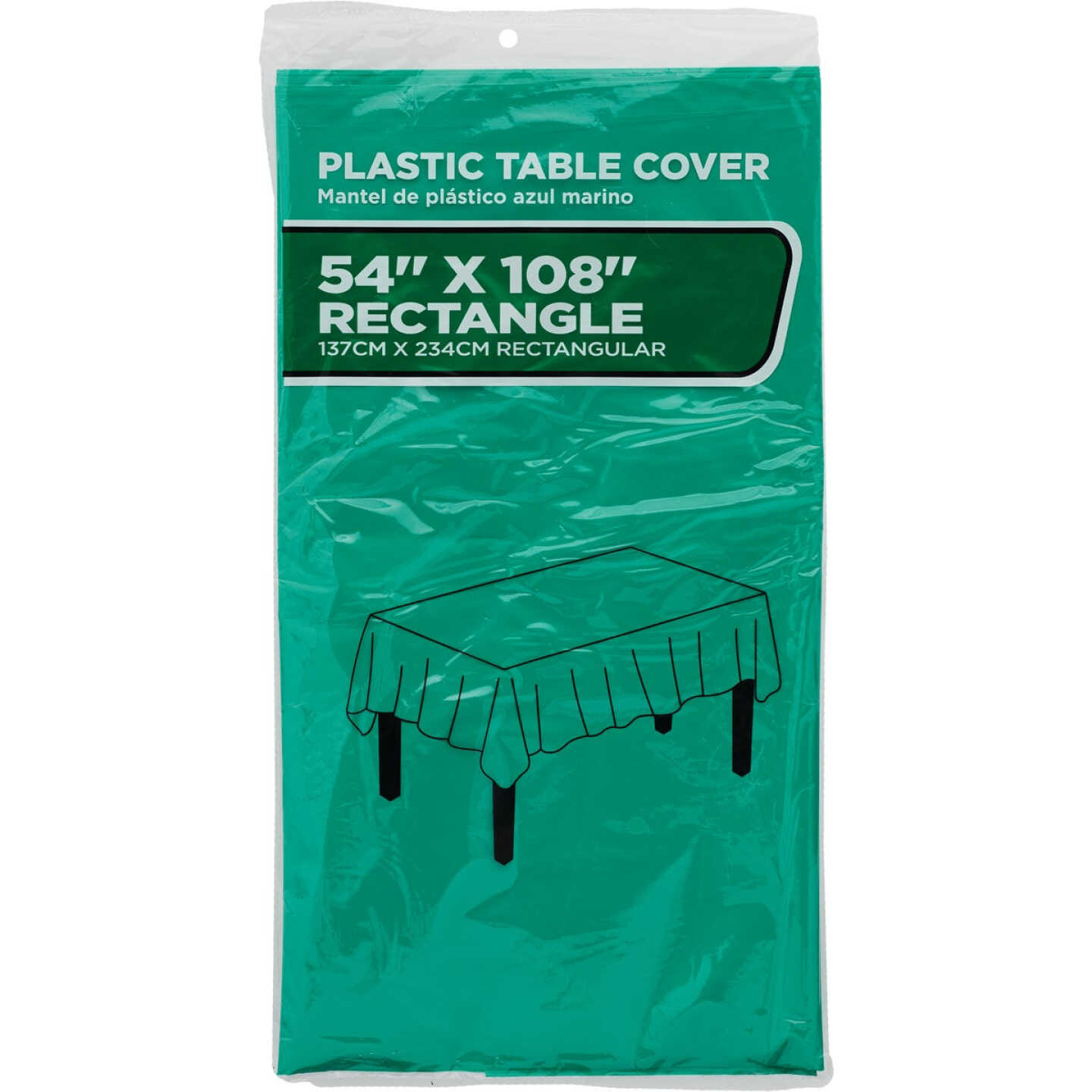 54 In. x 108 In. Emerald Green Rectangular Plastic Table Cover Image 1