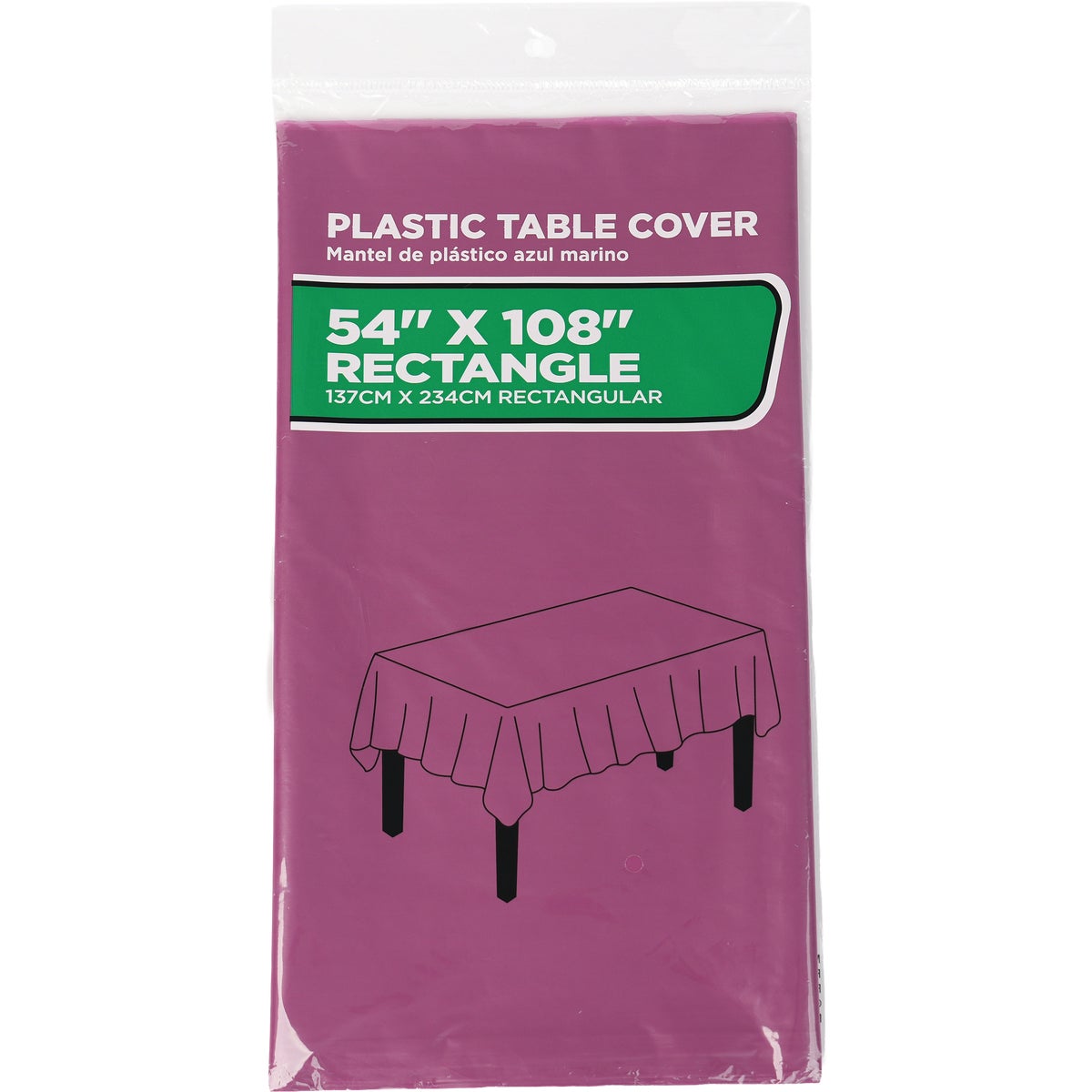 54 In. x 108 In. Burgundy Rectangular Plastic Table Cover Image 1