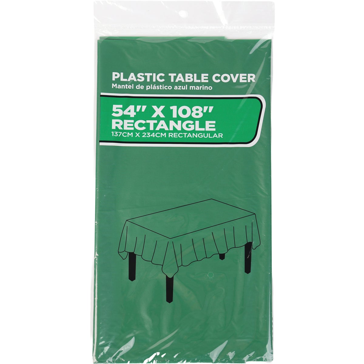 54 In. x 108 In. Hunter Green Rectangular Plastic Table Cover Image 1