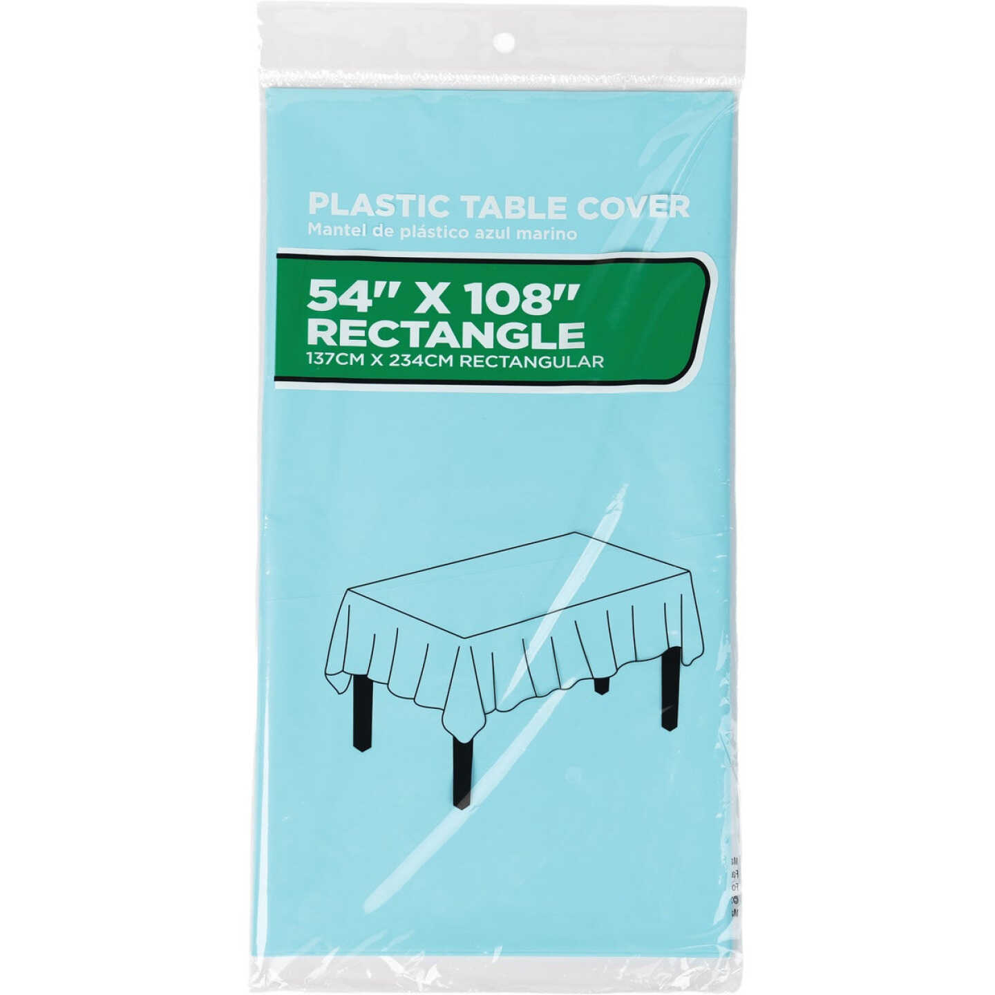 54 In. x 108 In. Pastel Blue Rectangular Plastic Table Cover Image 1