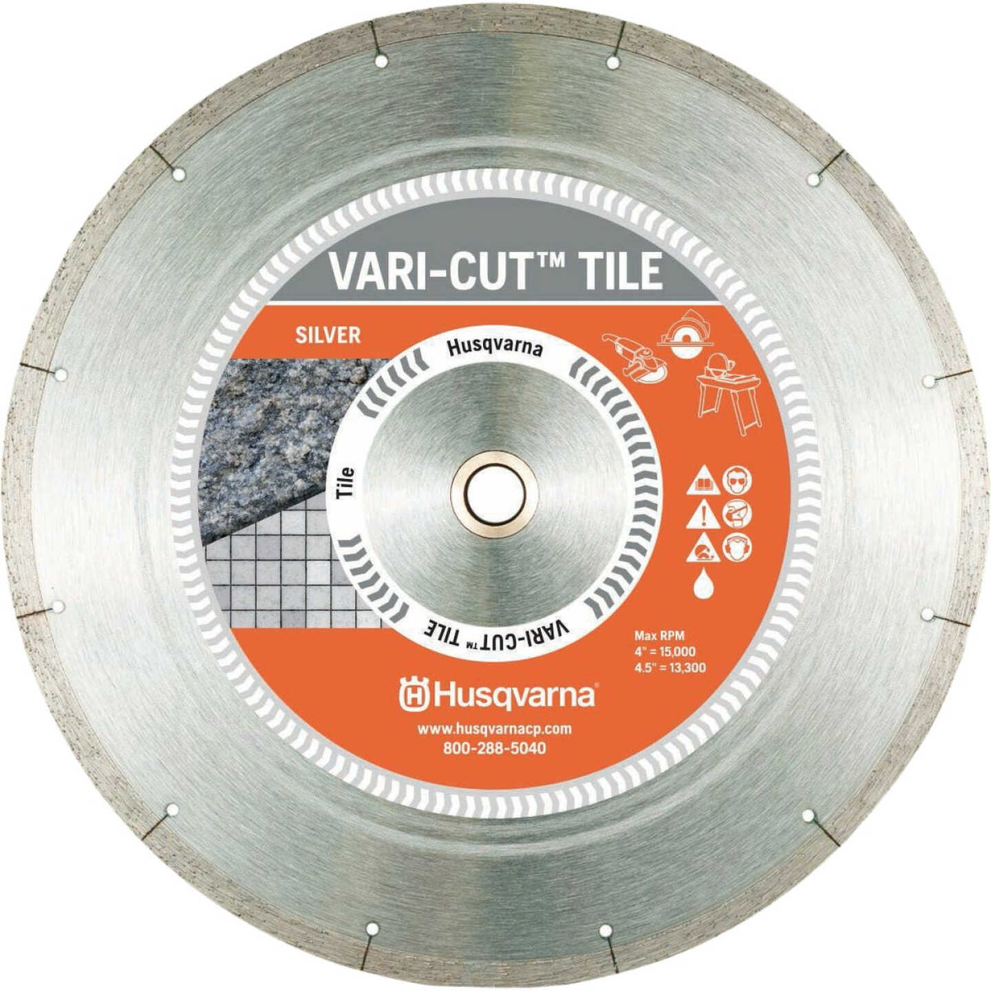 Husqvarna 10 In. Vari-Cut Tile Continuous Rim Diamond Blade Image 1