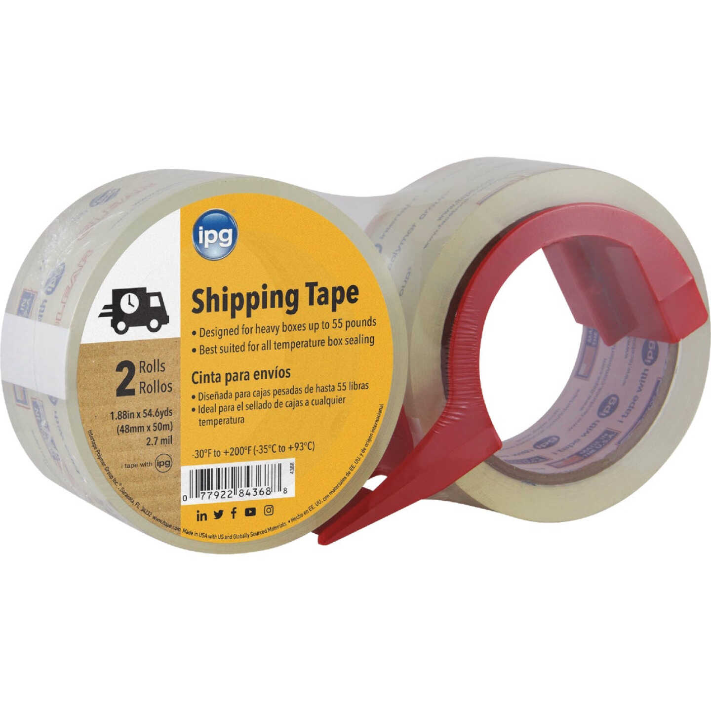 IPG 1.88 In. X 54.6 Yd. Clear Film Carton Sealing Tape (2 Pack) Image 1