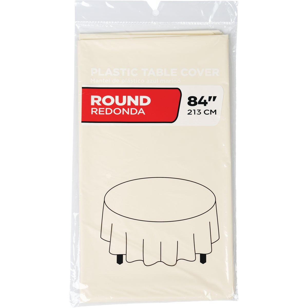 84 In. Ivory Round Plastic Table Cover Image 1