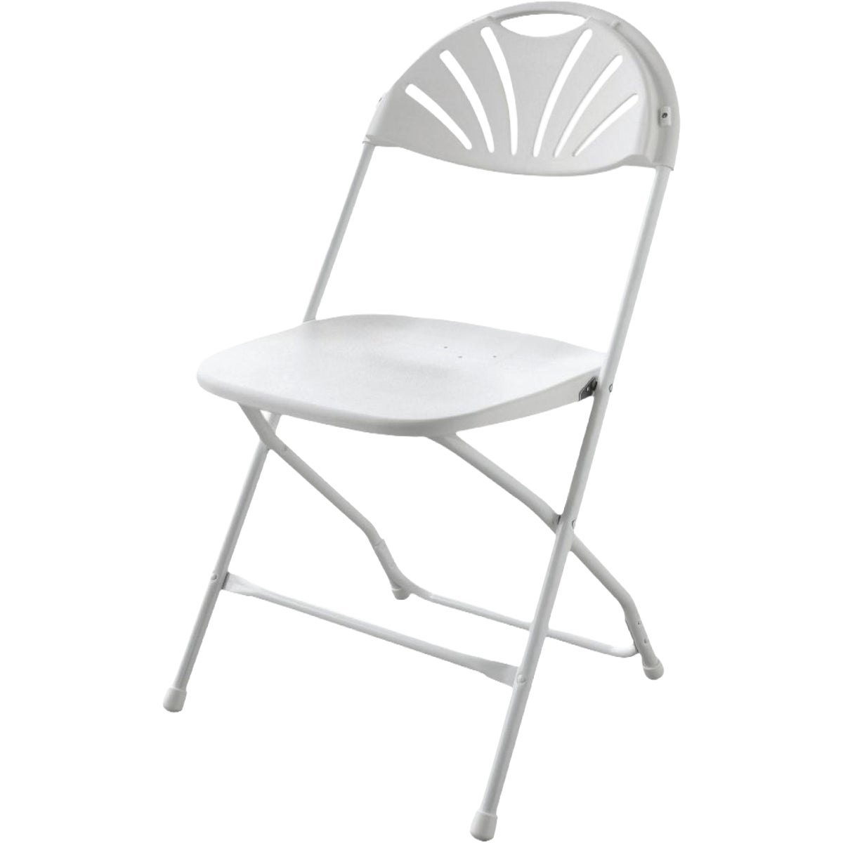 Pre Sales Inc. Fanback White Plastic Metal Frame Folding Chair Image 1