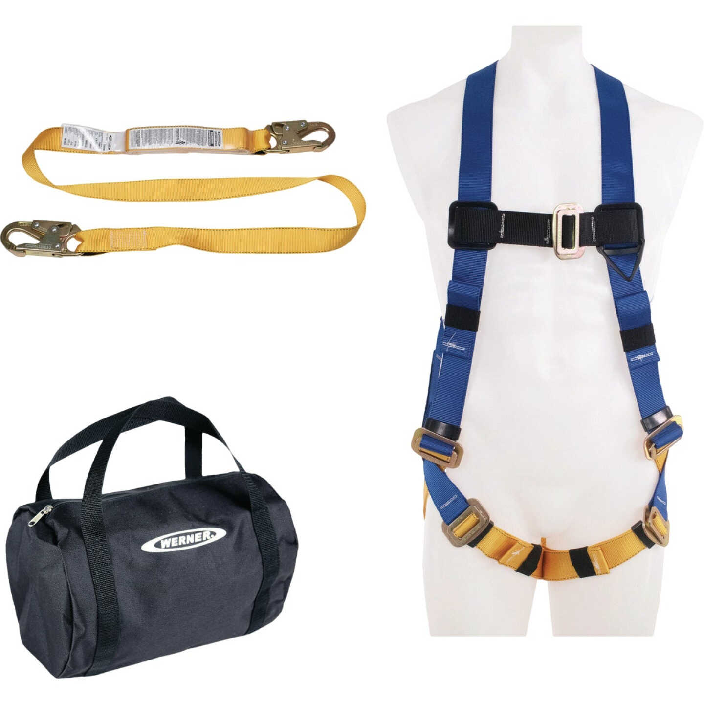 Werner Aerial Lift Safety Kit with BaseWear Standard Harness and 6 Ft. SoftCoil Lanyard AWP/MEWP Image 1