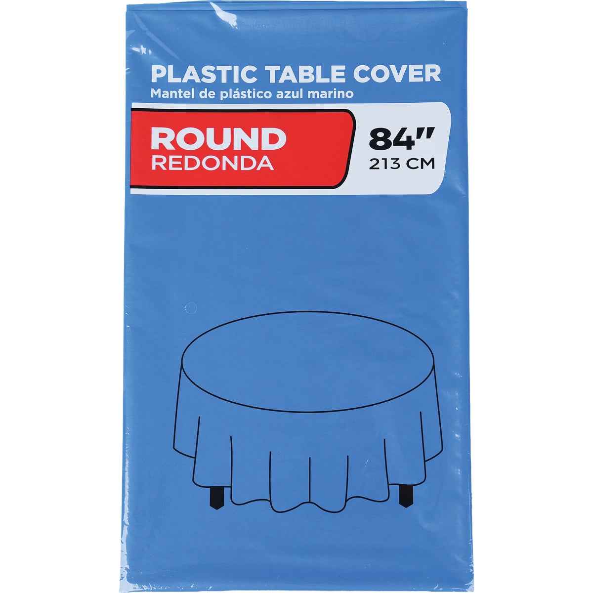 84 In. Cobalt Blue Round Plastic Table Cover Image 1